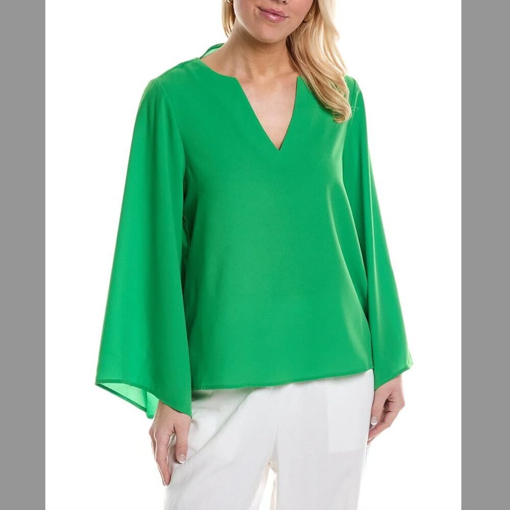 Crosby By Mollie Burch Mara Top Women's Green Bell Wide Sleeve Size Small